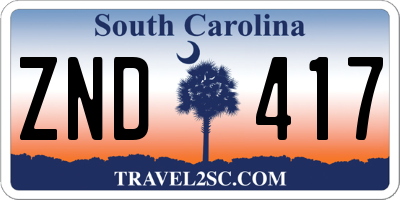 SC license plate ZND417