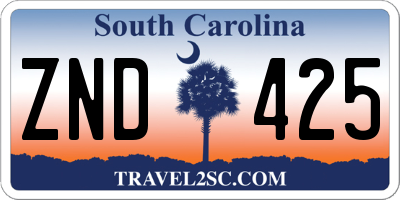 SC license plate ZND425