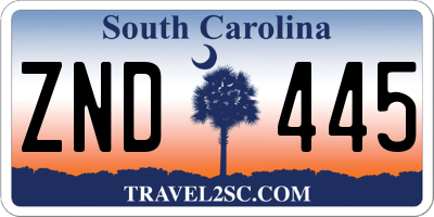 SC license plate ZND445
