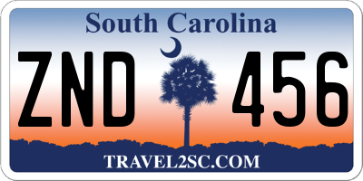 SC license plate ZND456