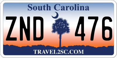 SC license plate ZND476