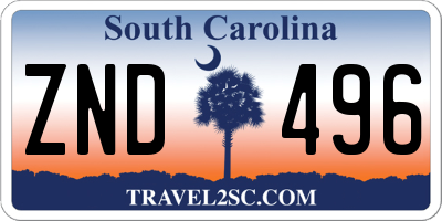 SC license plate ZND496