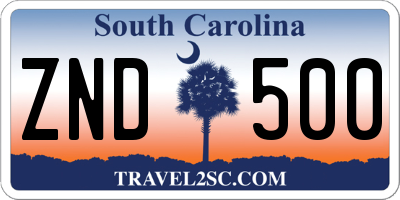 SC license plate ZND500