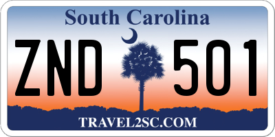 SC license plate ZND501