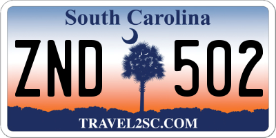 SC license plate ZND502