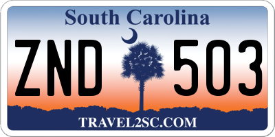 SC license plate ZND503