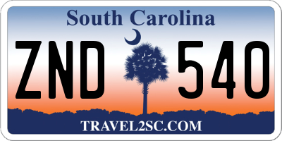 SC license plate ZND540