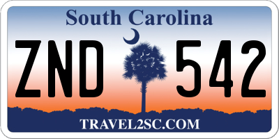 SC license plate ZND542