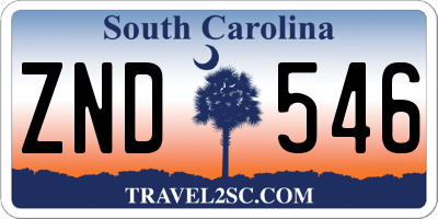 SC license plate ZND546