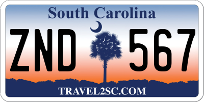 SC license plate ZND567