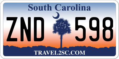 SC license plate ZND598