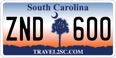 SC license plate ZND600