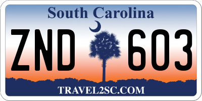 SC license plate ZND603