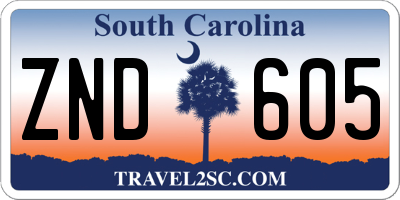 SC license plate ZND605