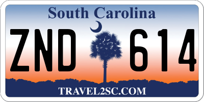 SC license plate ZND614