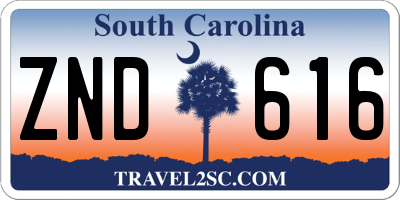 SC license plate ZND616