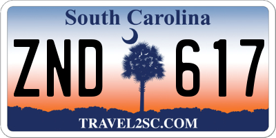 SC license plate ZND617