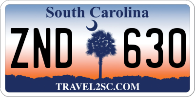 SC license plate ZND630