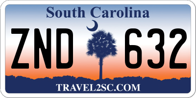 SC license plate ZND632