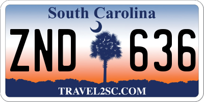 SC license plate ZND636