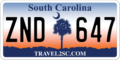 SC license plate ZND647