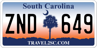 SC license plate ZND649