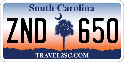 SC license plate ZND650
