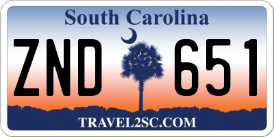 SC license plate ZND651