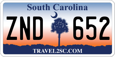 SC license plate ZND652