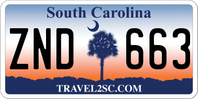 SC license plate ZND663