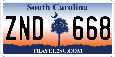 SC license plate ZND668