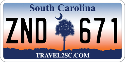 SC license plate ZND671