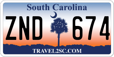 SC license plate ZND674