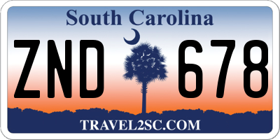 SC license plate ZND678