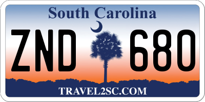 SC license plate ZND680
