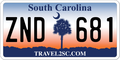 SC license plate ZND681