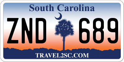 SC license plate ZND689