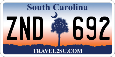 SC license plate ZND692