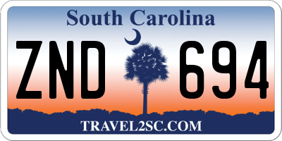 SC license plate ZND694