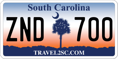SC license plate ZND700