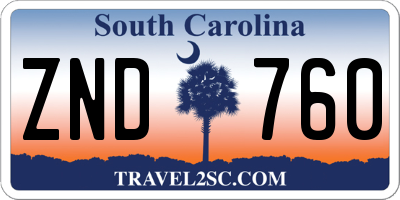SC license plate ZND760