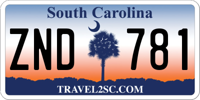 SC license plate ZND781