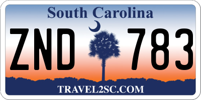 SC license plate ZND783