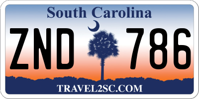 SC license plate ZND786