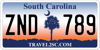 SC license plate ZND789