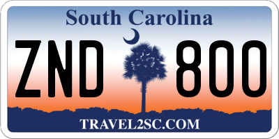 SC license plate ZND800