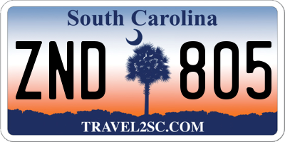 SC license plate ZND805