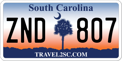 SC license plate ZND807