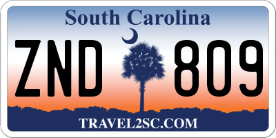 SC license plate ZND809