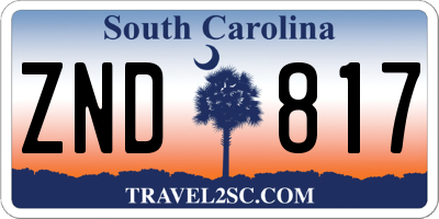 SC license plate ZND817